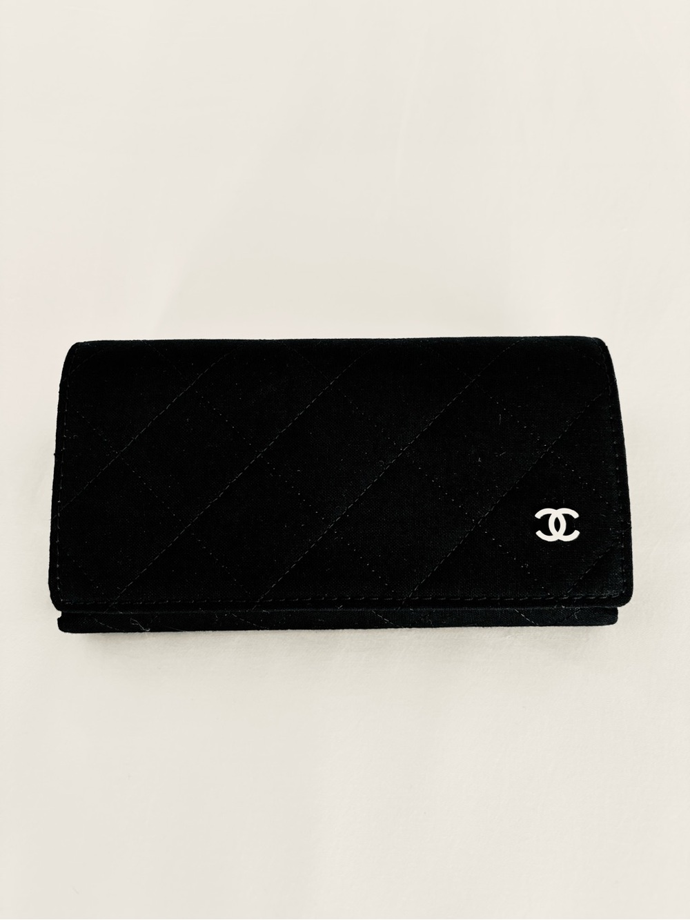 CHANEL Black Quilted Sunglasses Case with Silver CC Logo